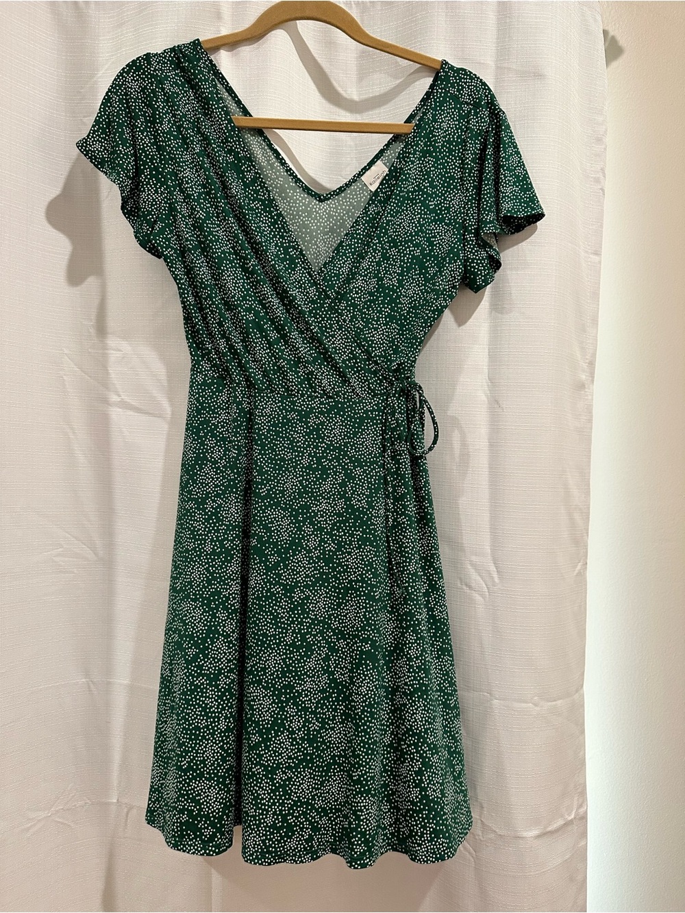 lovestitch Green Wrap Dress with White Dot Print